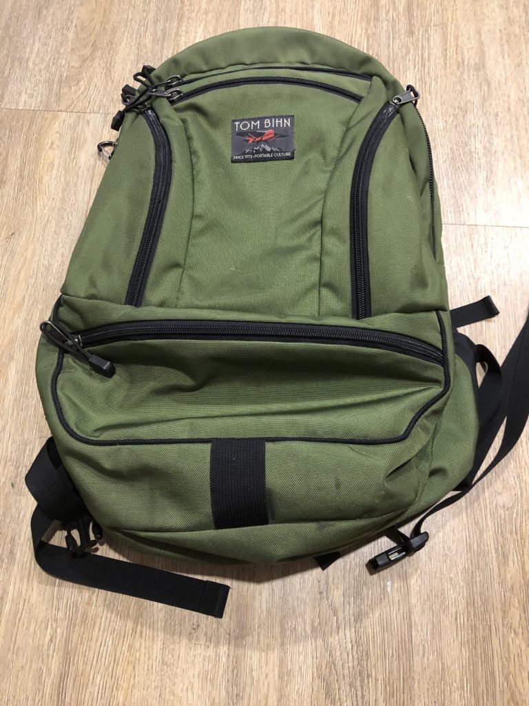 Front view of a Tom Bihn Synapse 25L backpack.