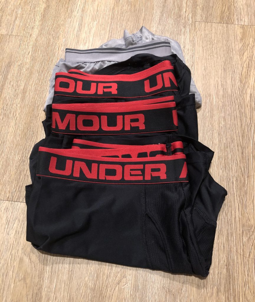 Uniqlo Airism and UnderArmour Boxerjocks underwear.