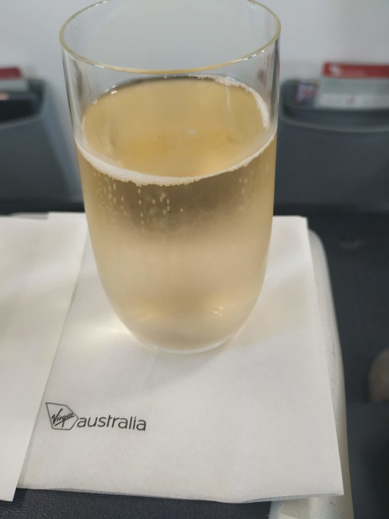 Virgin Australia Boeing 737 Business Class sparkling wine.