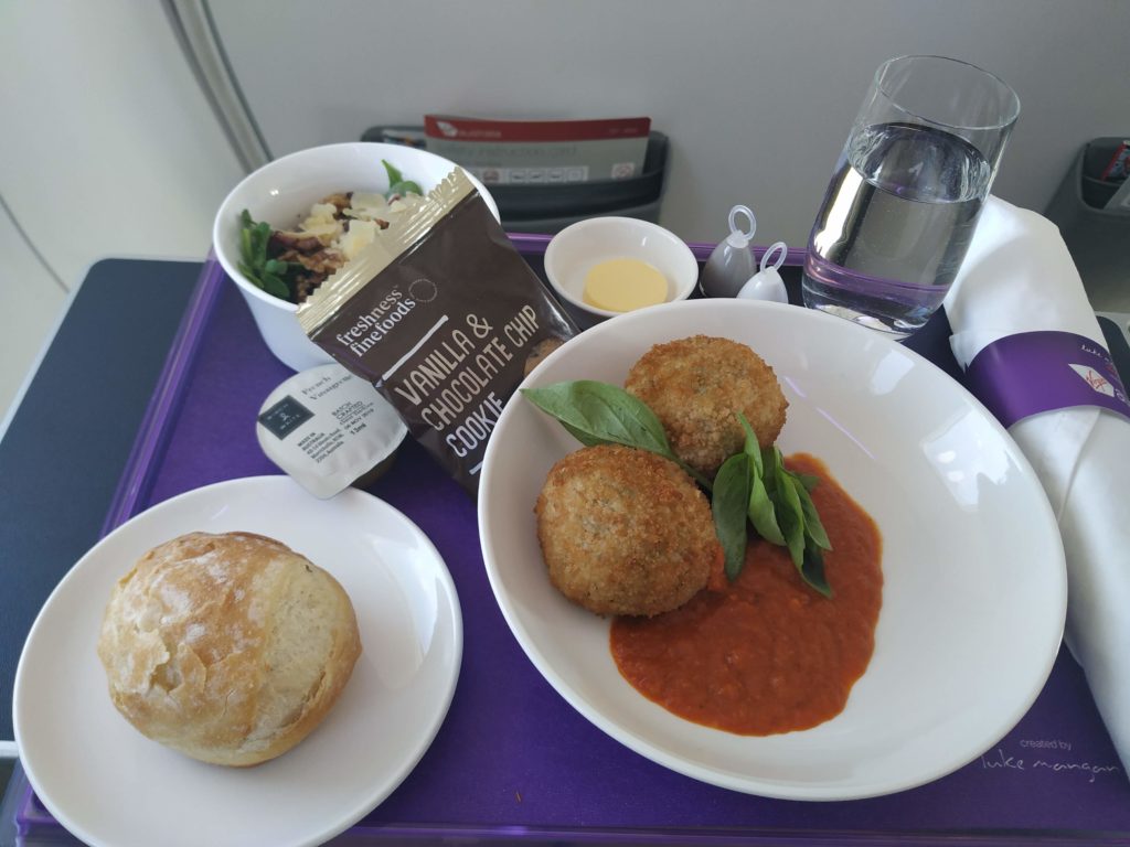 Virgin Australia Boeing 737 Business Class meal - arancini balls.