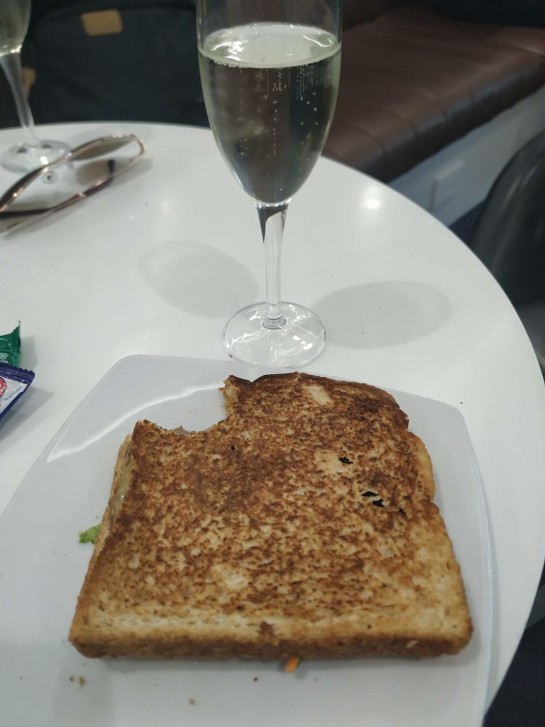 Virgin Australia Brisbane domestic lounge - food and drinks.