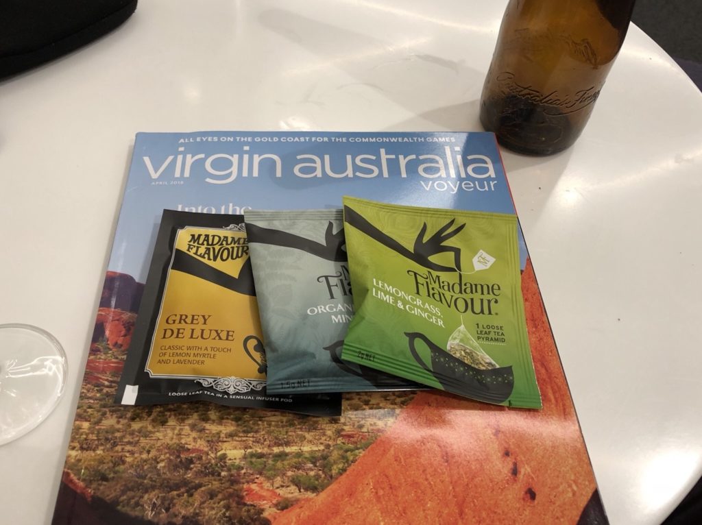 Virgin Australia Brisbane Lounge - Tea and magazines.