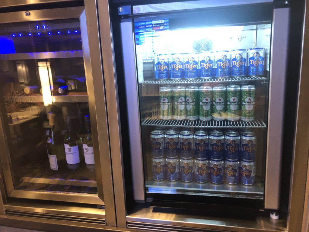 KrisFlyer Gold Temporary Lounge T3 - Beer and wine fridge.